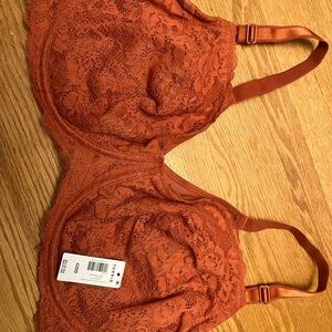 Lace Underwire Bra in Rust